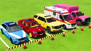 TRANSPORTING ALL POLICE CARS and AMBULANCE EMERGENCY VEHICLES WITH TRUCKS ! Farming Simulator 22