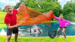 Capturing Mystery Pond Monster Creature in Sharer Family Backyard!! (DIY Underwater Cage)