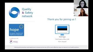 Quality & Safety network – Webinar 9 Quality management system & Patient Safety in Estonia