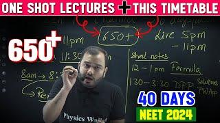 1 shot + This Timetable =  (650+ in 40 Days) NEET 2024 - "Baap of All Strategy"