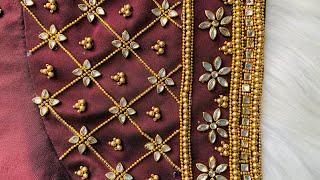 Very Grand & Heavy Kundan work bridal blouse design on stitched blouse with normal l needle #shorts