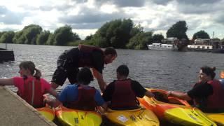 Josh, Joe and Kathryn in the water, closely followed by Sian... again!