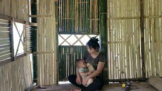 A single mother alone with her small child completely designed a bamboo house