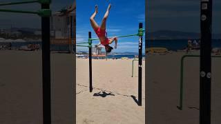 Barcelona Beach️ calisthenics street workout swing 540 swing 360 shrimp flip fit india front flip