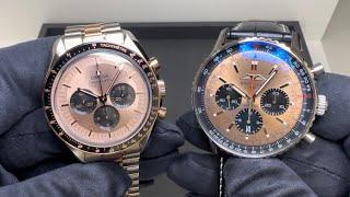 Sedna or Salmon Dial? (Breitling Navitimer & Omega Speedmaster)