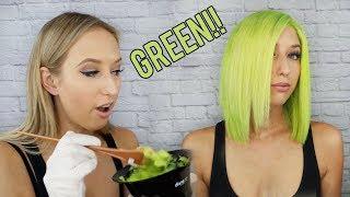 Lime Green Hair Tutorial | Dying my Wig!