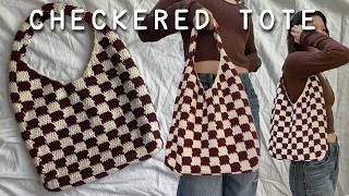 Crochet Checkered Tote Bag Tutorial | In-Depth