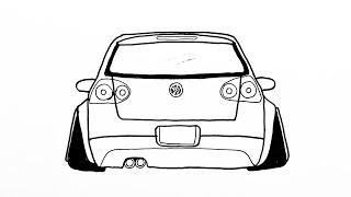 How To Draw a Car Volkswagen Golf Step by Step || Araba Çizimi Volkswagen Golf