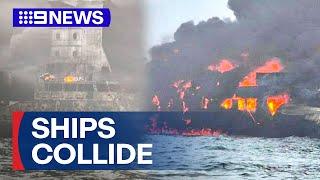 Fears of environmental disaster after ship crash | 9 News Australia