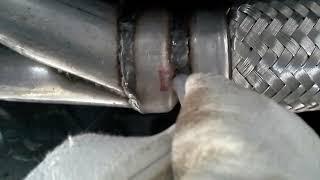 BM Catalysts car front exhaust pipe leak test, with a vacuum cleaner