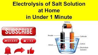 Electrolysis of Salt Solution at Home in Under 1 minute to produce Hydrogen and Chlorine