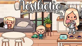 Single mom with 3 kids aesthetic morning routine  | Toca life world ︎