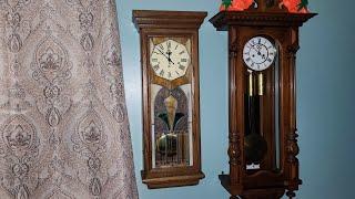 1980 San Francisco Clock Company Westminster Chime Wall Clock with Stained Glass