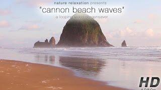 "Cannon Beach Sunset Waves" Still Nature Scene w/ Stereo Ocean Sounds 1080p Relaxation Video