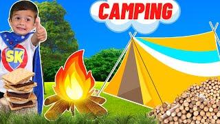 Camping for Kids | Smores & Marshmallows | Explore a Camp Site | Make a Camp Fire | Fun Camping Trip