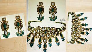 Bridal Jewellery Illustration Tutorial | Step by step | Water colour's Medium 