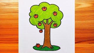 Simple Apple Tree drawing | Art of Kala