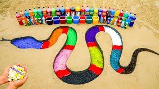 How to make Rainbow Snake with Orbeez, Coca Cola, Monster, Fanta, Sprite vs Mentos & Popular Sodas