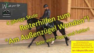 F172 Junge Pferde am Außenzügel reiten lernen, Reiterhilfen, Anlehnung, Galopp richtig reiten lernen