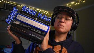 another ASMR book haul   (tapping, scratching, soft spoken rambles, background rain)