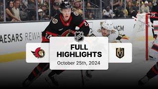 Senators at Golden Knights | October 25, 2024 | NHL Full Game Highlights