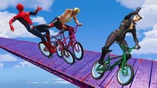 EXTREME RACES! (Funny Superhero Contest Videos w/ Harley Quinn Joker Spiderman BMX CARS Motorcycles)