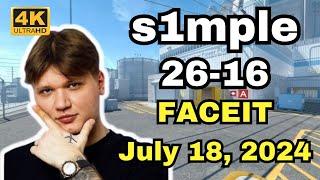 【4K】s1mple(26-16) (nuke) | FACEIT Ranked | July 18, 2024 #cs2 #pov