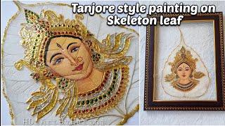 Full tutorial | Tanjore style painting on Skeleton leaf #maadurga #leafart