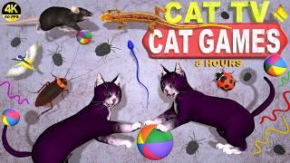 CAT GAMES COMPILATION | ULTIMATE VIDEOS COLLECTION FOR CATS | TV FOR FELINE FRIENDS  4K 8-HOURS