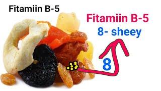Fitamiin B-5 Hadii jirkaada ku yaraado maxaa dhacaayo ?calaamadaha kaasoo muuqan karo? cuntooyinka.