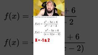 Finding vertical asymptotes of functions! #mathtutor #math #mathhack #algebra #precalc #mathtrick