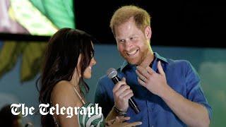 Harry and Meghan speak Spanish to crowd on last day of Colombia trip