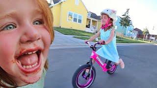 ADLEY LEARNS TO RIDE A BIKE!! What we do Before Bedtime with the Family, and SPAGHETTI 