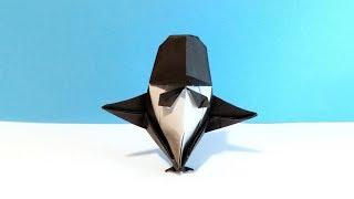 Origami Penguin in a Tuxedo Suit with a Bow Tie