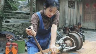 表叔送的拖拉机全身生锈无法启动，天才女孩全车翻新，修复如初！Genius girl repaired the tractor into pink | 林果儿