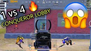 1 vs 4 CONQUEROR PLAYERS  | 1 VS 4 SQUAD CLUTH    #conqueror #shorts #pubgmobile #groza