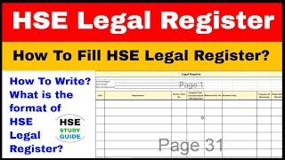 HSE Legal Register | How To Fill HSE Legal Register | Format of HSE Legal Register | HSE STUDY GUIDE