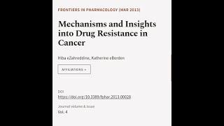 Mechanisms and Insights into Drug Resistance in Cancer | RTCL.TV