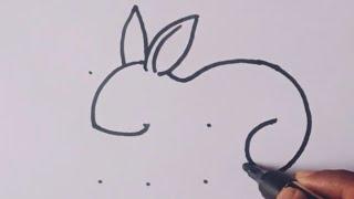 How to draw Rabbit drawing  from dots / Rabbit drawing easy step by step