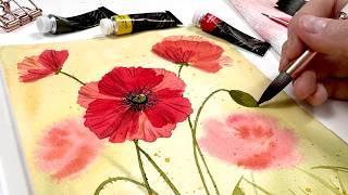 Simple Step By Step, Watercolour Poppies!