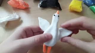 Лепим ГУСЯ ОБНИМУСЯ из воздушного пластилина: простой мастер-класс!