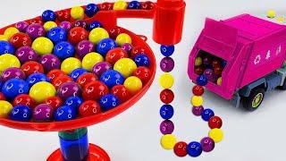 Marble Run Race  HABA Slope & Retro Makita Truck, Garbage Truck Long Version #101
