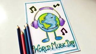 World Music Day Drawing/ World Music Day Poster Drawing/ How to make World Music Day drawing Easy