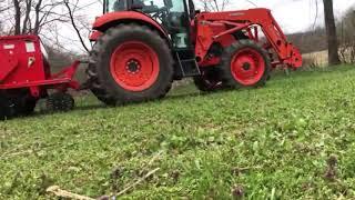 Tar River SAYA-507 no-till drill planting spring food plot with Kubota M7060