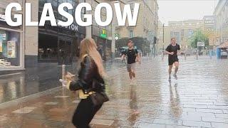 Heavy Rain Walk in Glasgow Scotland | June 2023