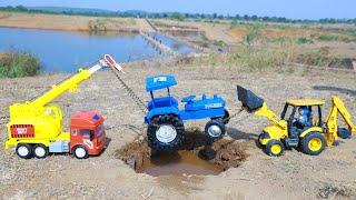 John Deere Tractor Accident Pulling Out Jcb Loader Crane Machine ? Hyva Truck | Police Car | CS Toy