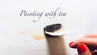 painting with tea for Halloween . and watercolor painting