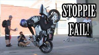 Motorcycle Crashes, SlowMo Stoppie Fail! - Honda CBR954RR