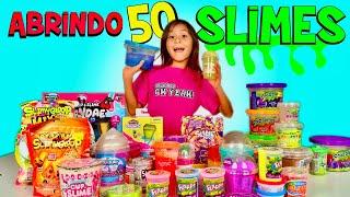 Abrindo e Misturando 50 Slimes Ao Vivo! Fizemos uma SLIME GIGANTE No Final