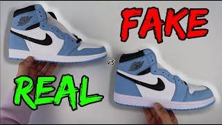 REAL VS FAKE! NIKE AIR JORDAN 1 UNIVERSITY BLUE COMPARISON!